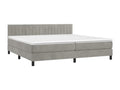 Upholstered bed base and mattress, light grey, 200x200cm, velvet, OQFW62488