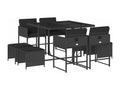 9-piece garden dining set with cushions, black resin wicker EARI41649