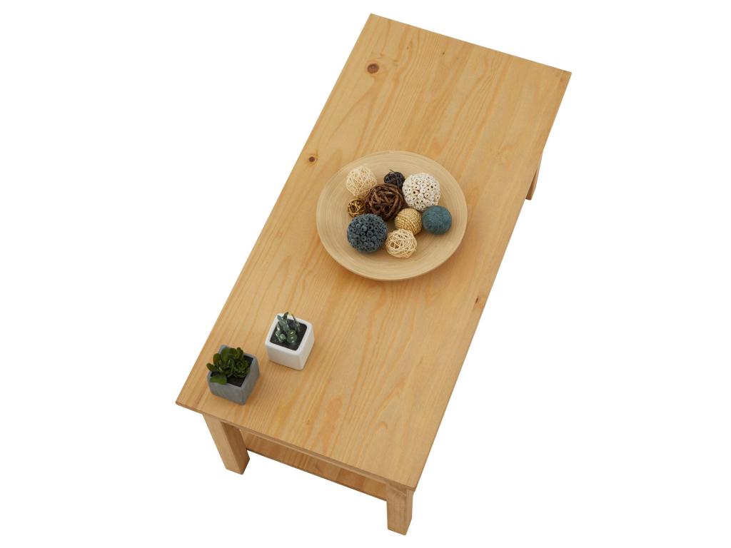 Chicyla coffee table, rectangular Mexican-style living room table with 2 drawers and 1 lower shelf in stained/waxed solid pine WIRO44885