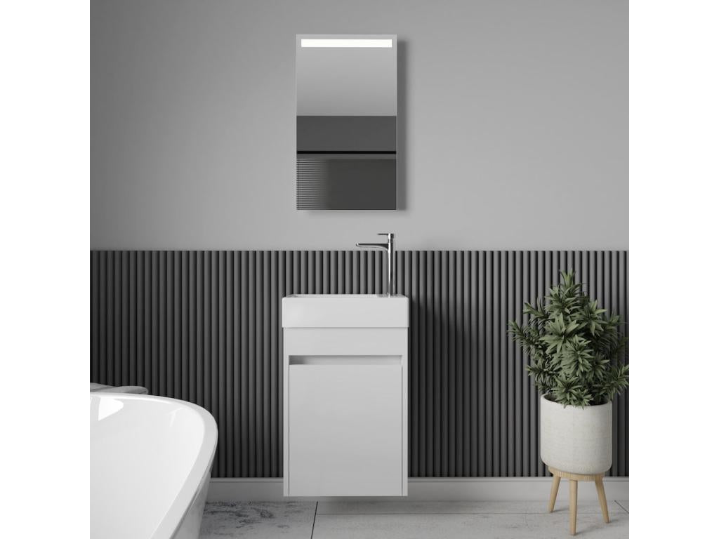 Chicyla designer bathroom washbasin unit, 45 cm wide, white lacquered XOFT94794