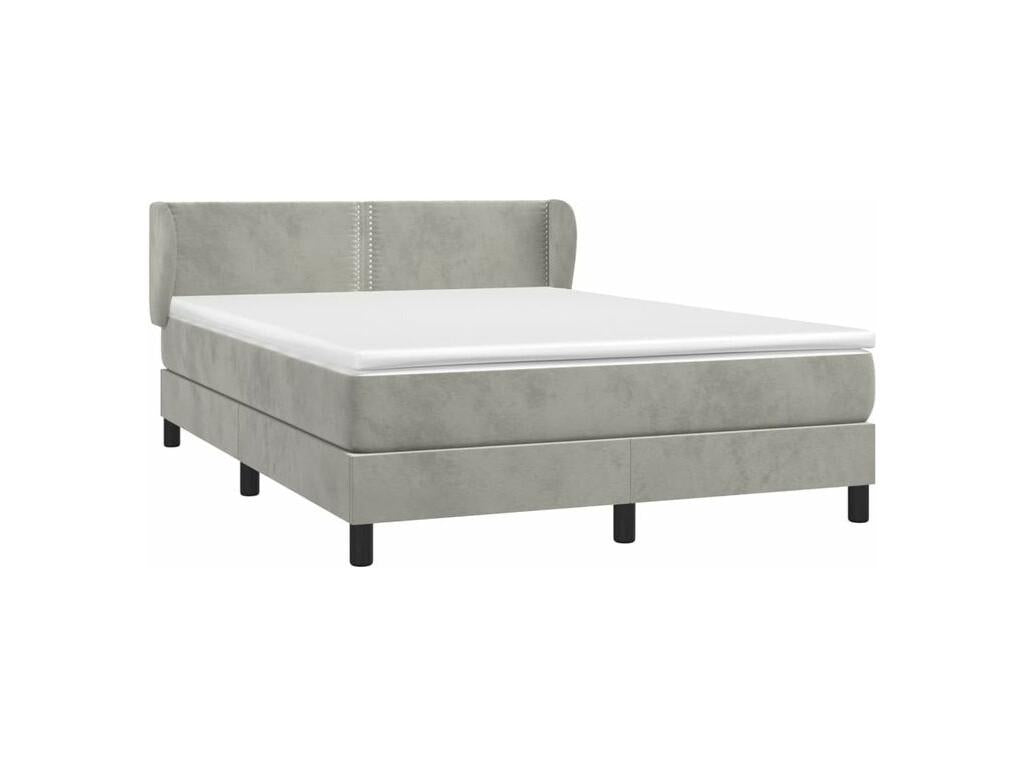 Domopure bed base and mattress, light grey, 140x200 cm, velvet, RBMZ36074