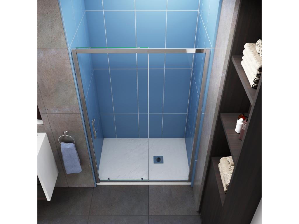 Sliding shower door 140x190cm in 5mm tempered glass, shower door height 190cm - 2 panels LEZH35349