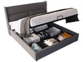 160x200 cm storage bed - linen fabric - adjustable headrests - grey mattress SUHO66662