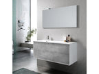Domopure L 120cm AVFR30210 bathroom vanity unit with 2 drawers in white lacquer and concrete effect, and LED mirror