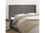 Headboard with wings, Grey, 183x16x118/128 cm, Faux Leather, NVNE07713