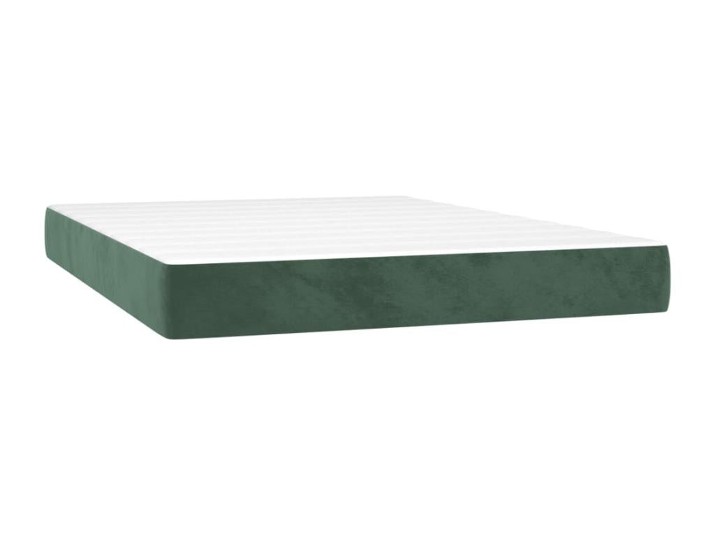 Upholstered bed base and mattress, dark green, 140x200 cm, velvet, YITM61652
