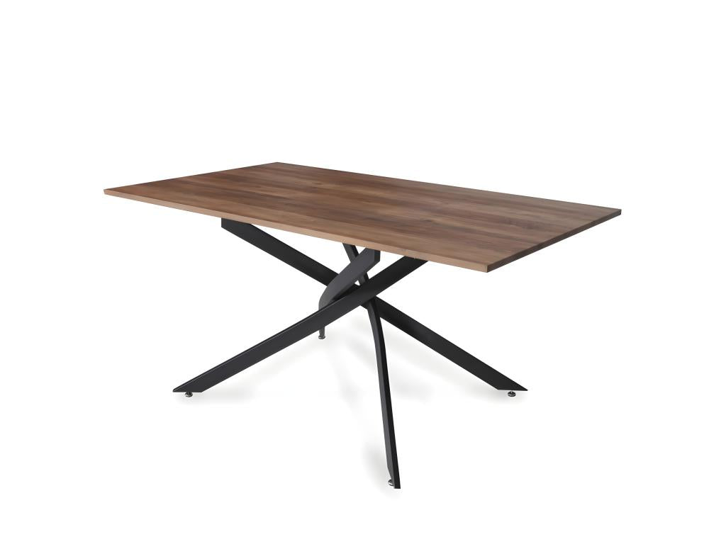 Domopure dining table 160x90cm - 6 people / Oak finish and black legs IAWF64483