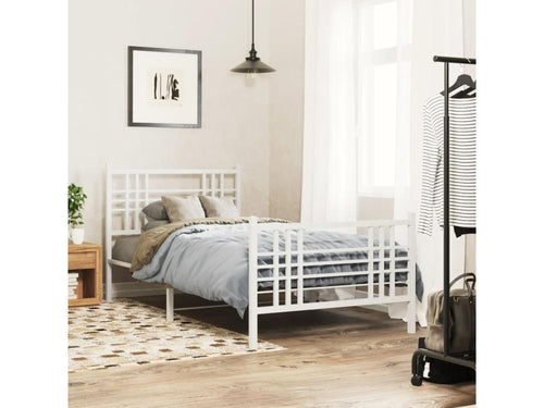 Metal bed frame without mattress with white bed legs 90x190cm SHJN19845