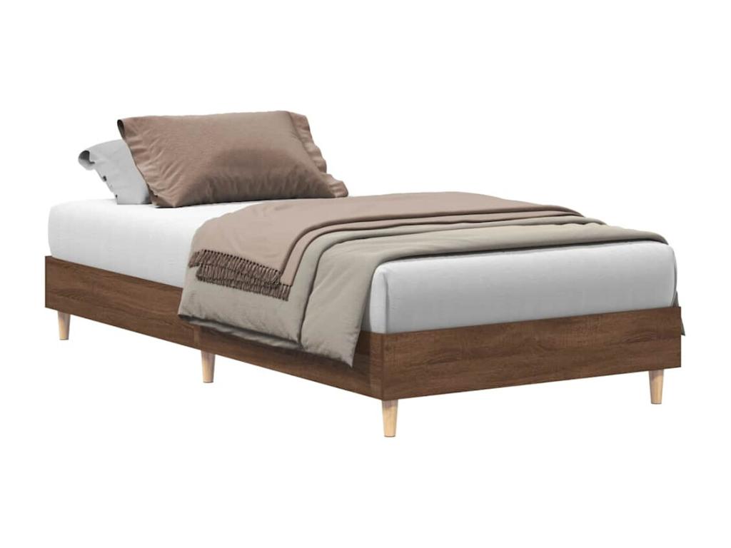 Bed frame without mattress, brown oak, 90x200cm, engineered wood, YEQG09321