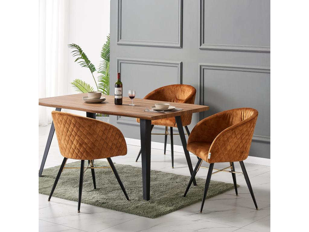 Chicyla - Set of 4 Velvet Dining Chairs - Black and Gold Stainless Steel Legs - Brown AGHZ56897