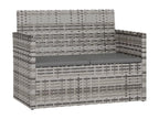 Garden bench with cushions, grey, 105 cm, woven resin, YYOB41211