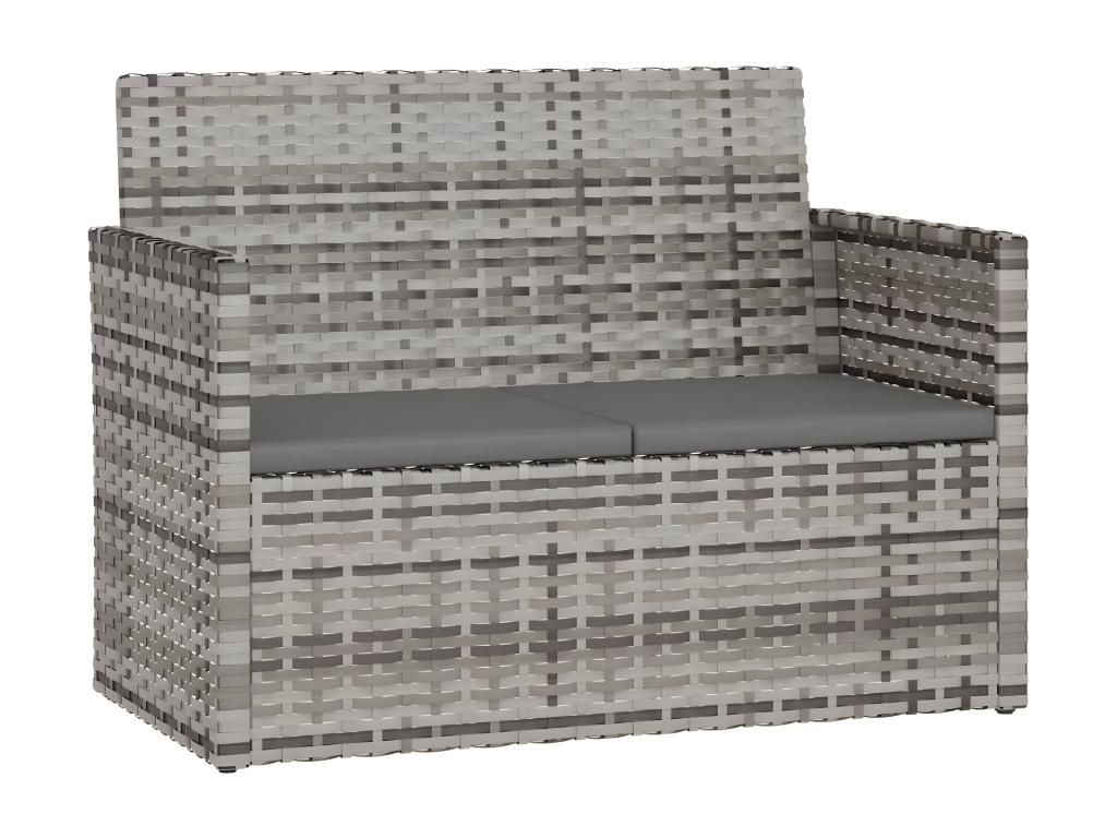 Garden bench with cushions, grey, 105 cm, woven resin, YYOB41211