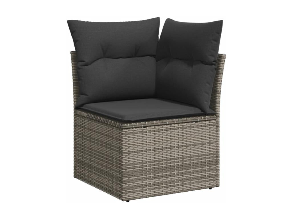 13-piece garden furniture set with cushions, grey woven resin STMR40961