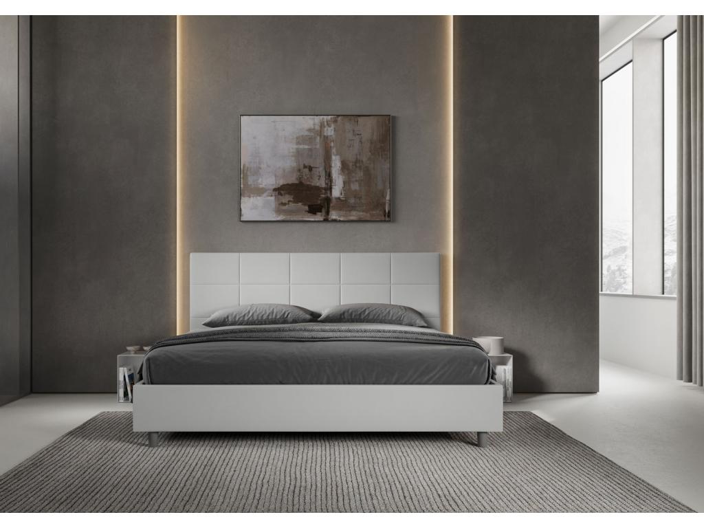 Domopure storage bed, 200x200 cm, white faux leather, Domopure CIXJ32568