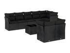 9-piece garden furniture set with cushions, black resin wicker ARN40991