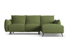 Right-hand corner sofa bed in chenille fabric - bottle green - Domopure BAYA71918