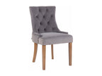 Dining chair x1, antique design, tufted in grey velvet with 4 light wood legs, 10 0001941 HSGQ43166