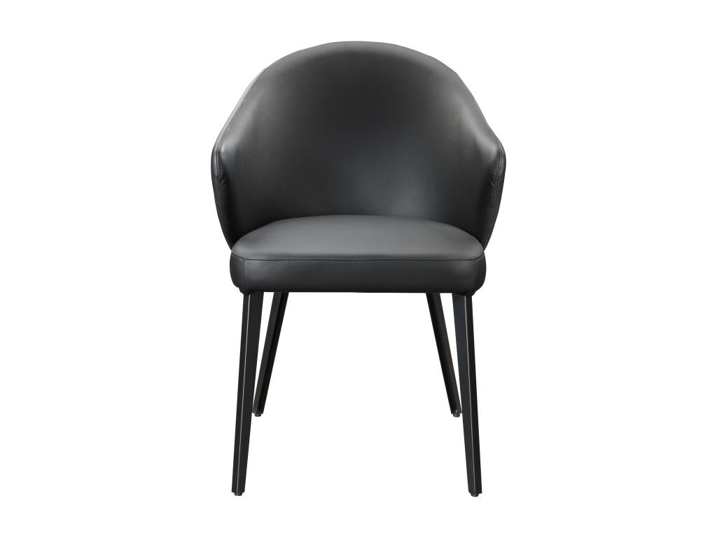 Chair with leather and steel armrests - Black - Chicyla HBMX13922