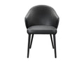 Chair with leather and steel armrests - Black - Chicyla HBMX13922