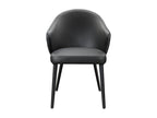 Chair with leather and steel armrests - Black - Chicyla HBMX13922