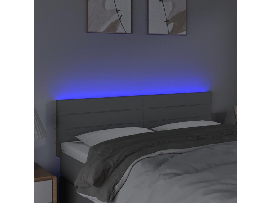 Light Grey LED Headboard 144x5x78/88 cm Fabric RBCX92368