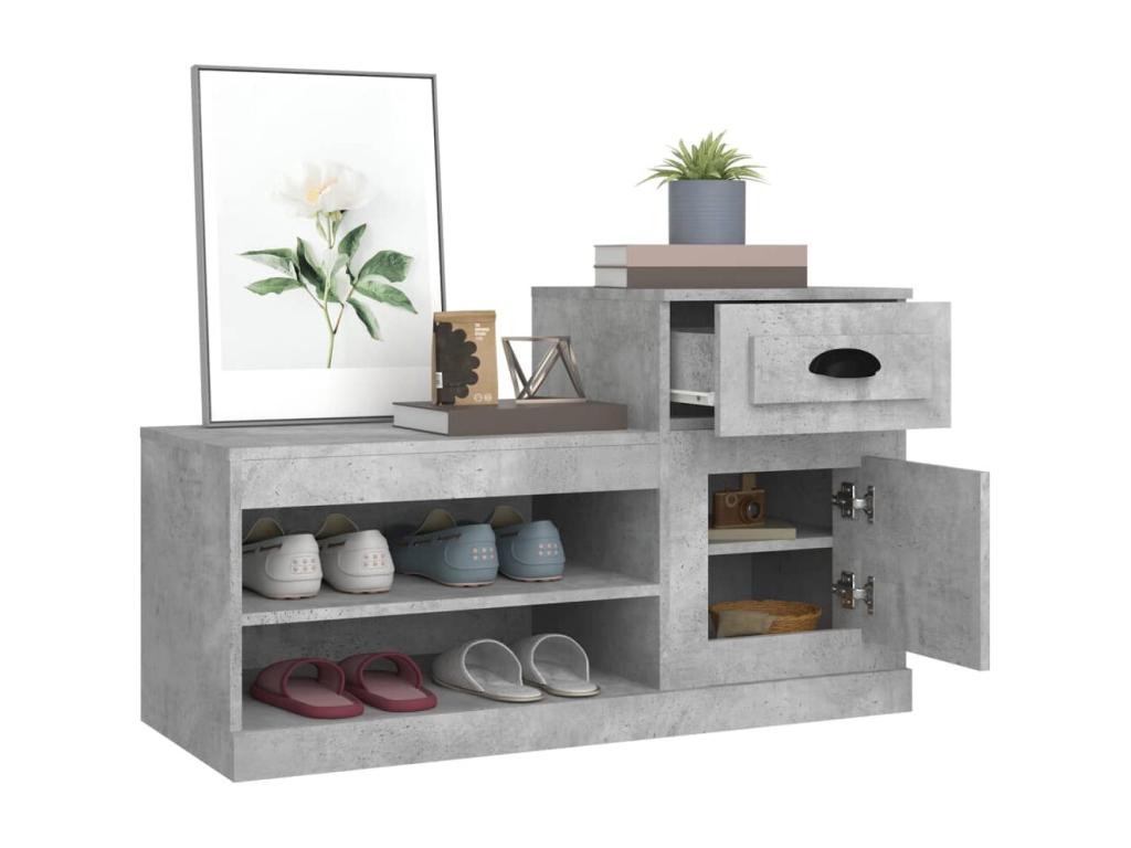 Concrete grey shoe cabinet 100x42x60 engineered wood MUNJ39132