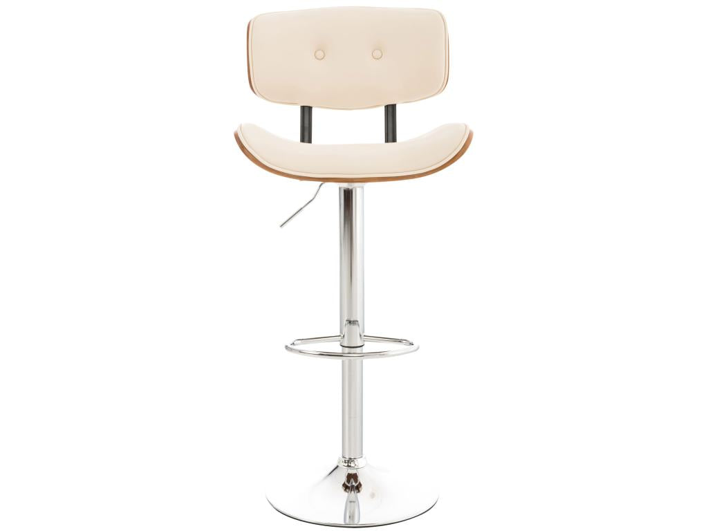 Set of 2 Bar Stools - Faux Leather / Chrome Metal - Walnut / Cream - Sarnia NAXC71791