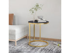 Gold and black marble side table, 45 cm, tempered glass MHIF09013