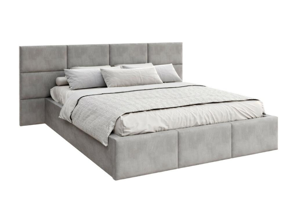 Domopure 160x200 cm storage bed with Domopure lift-up slatted base, Light Grey HRAR87582