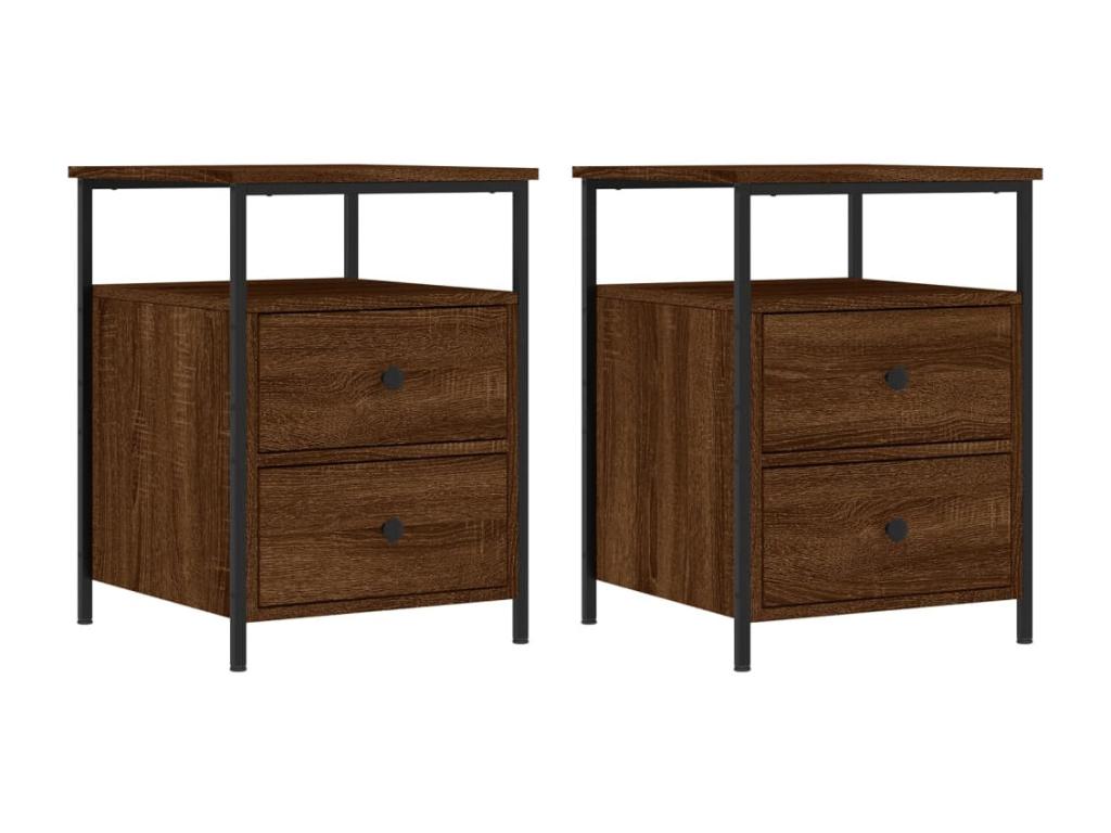 Domopure Premium - 2-piece bedside tables, brown oak, 44x45x60 cm, engineered wood, IGUS21295