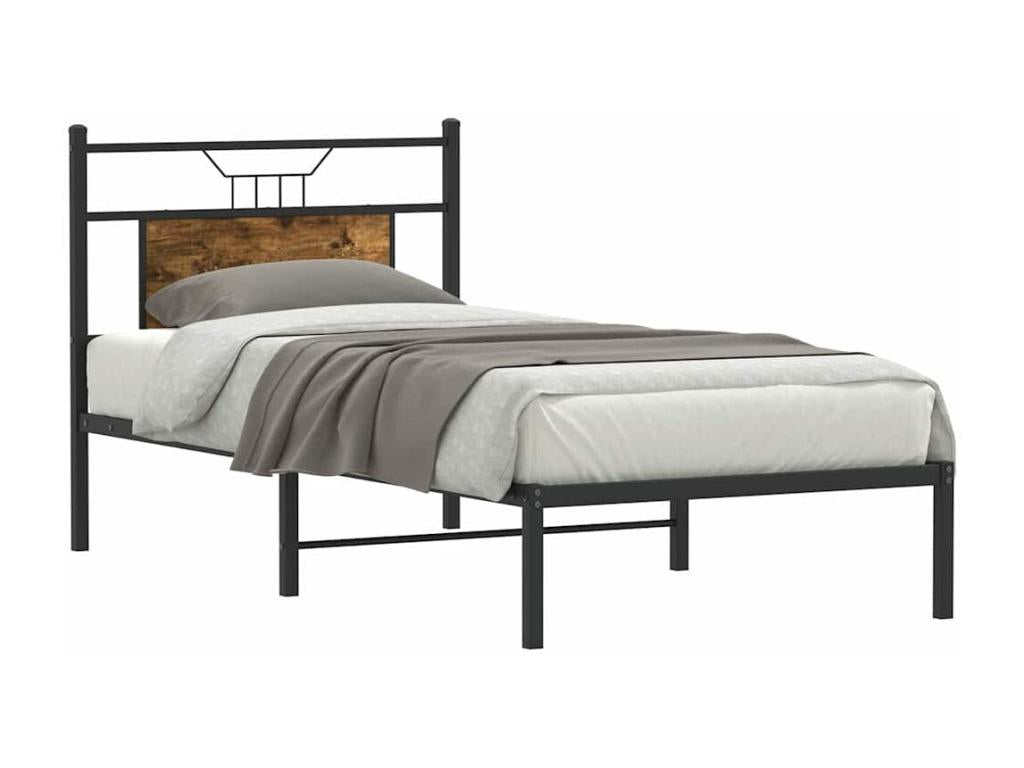 Bed frame without mattress, smoked oak, 75x190cm, engineered wood OJHZ88866