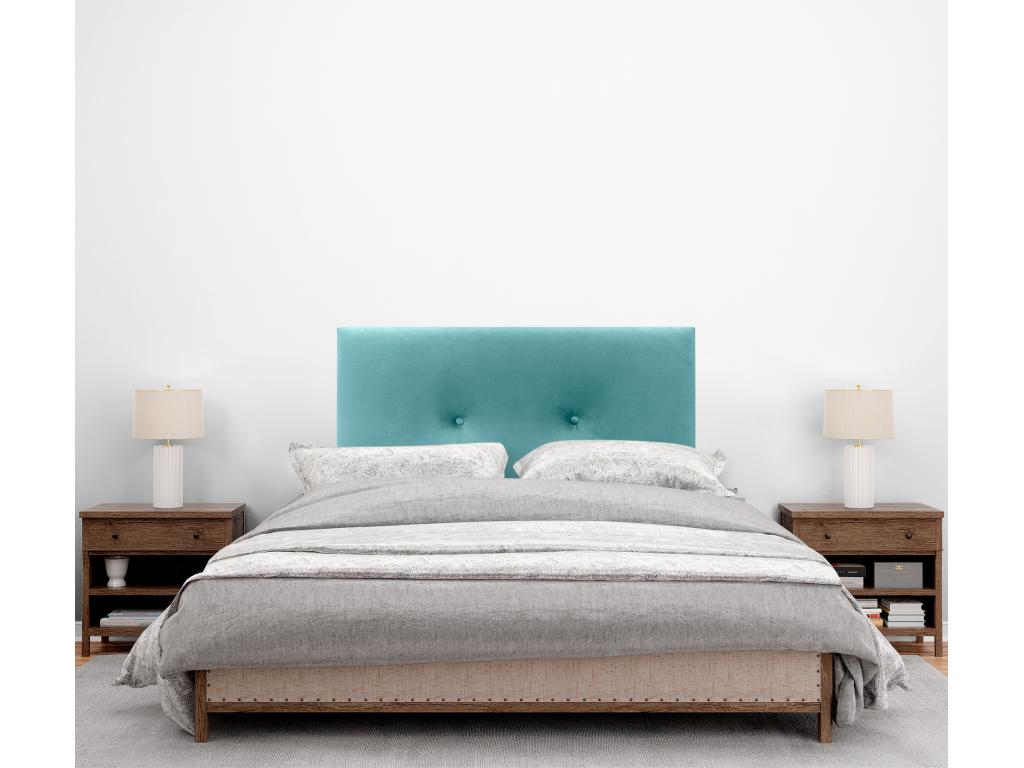 Domopure Smooth Velvet Headboard with Buttons 80x105 with Bed Legs 80/90 - Turquoise LTGS04740