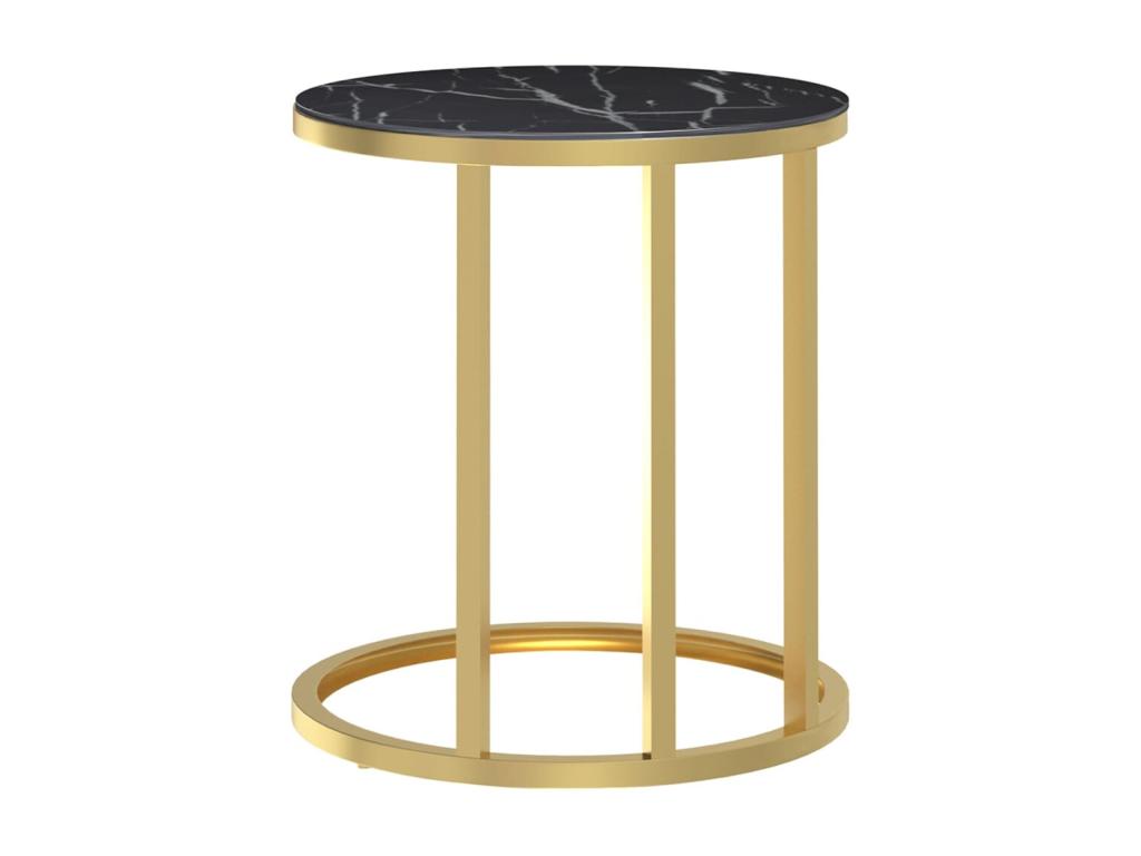 Gold and black marble side table, 45 cm, tempered glass MHIF09013