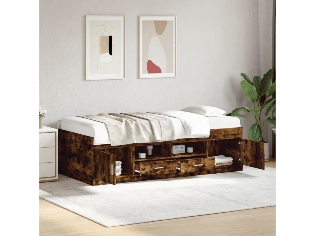 Daybed with drawers, without mattress, smoked oak, 75x190 cm ZPNQ75704