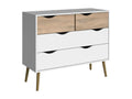 Four-drawer chest in white and oak. Dimensions: 98x81x39 cm. BQQL60379
