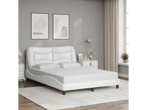 White faux leather bed frame without mattress, 120x200 cm, ZRZK75688