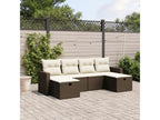 6-piece brown resin wicker garden furniture set with cushions UFQO39918