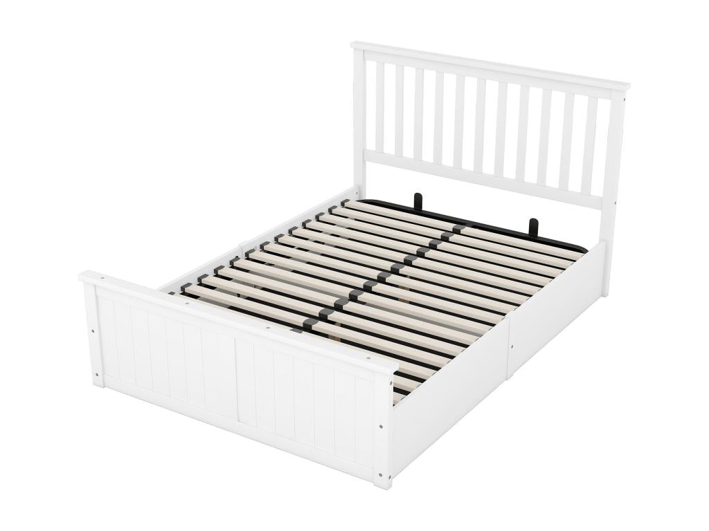140x200 cm Wooden Storage Bed with Headboard - Chicyla Slatted Base and Storage - White MPEB13949