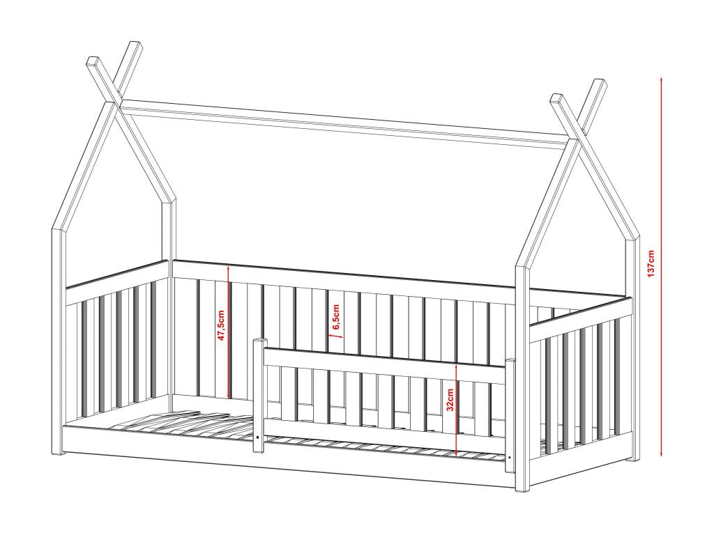 Domopure cabin bed HB001 80x160 cm White HGFO21780