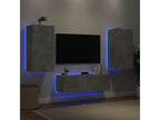 3-piece wall-mounted TV unit with Domopureères LED lights, concrete grey, IZQR26942