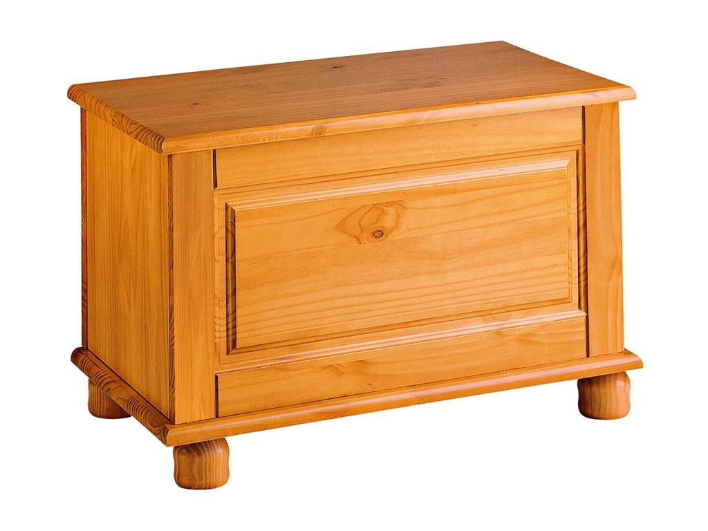Children's storage chest with hinged door in solid pine, Honey color - W- 70 x D- 39 x H- 46 cm HCDC36390