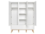 Swing 3-Door 2-Drawer Wardrobe - White and Wood NVLQ00447