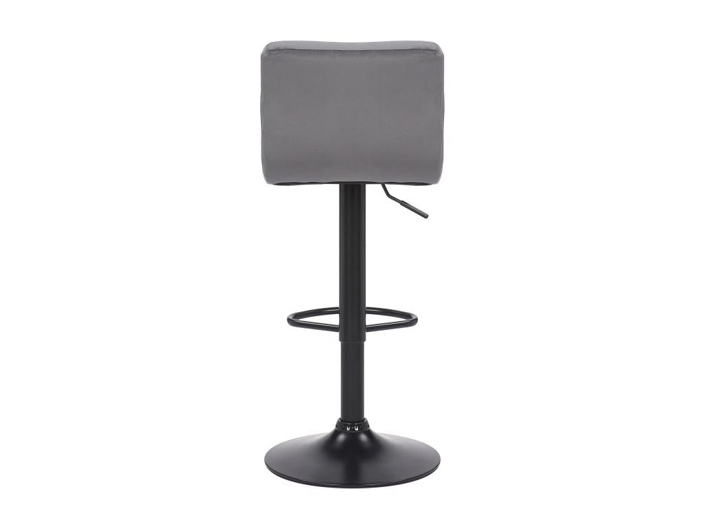 Set of 2 Bar Stools - Velvet / Matte Black Metal - Grey - Domopure ECGX72491