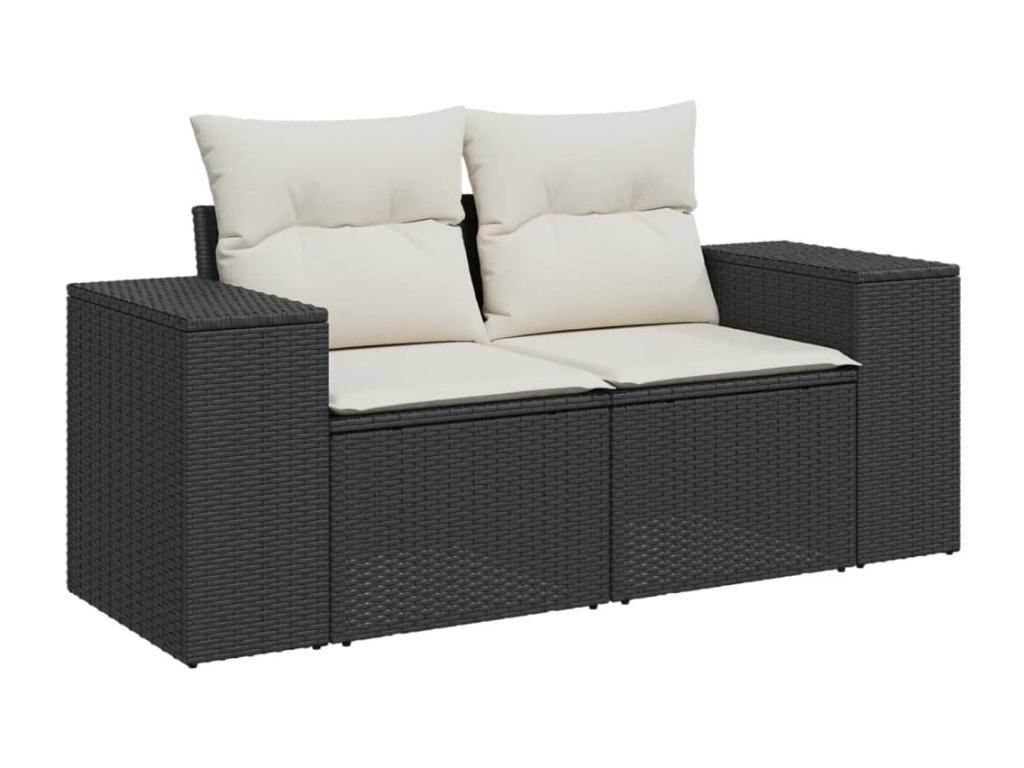 8-piece garden furniture set with cushions, black resin wicker ZPJE88788