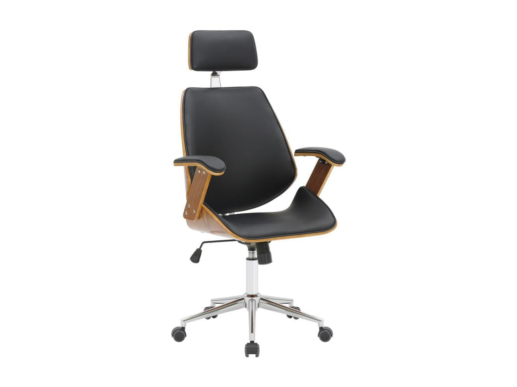 Office chair - Wood / Chrome-plated metal - Walnut / Black - Chicyla JBEW26836