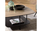 FLEUR - Coffee table with 2 two-tone MM shelves, mocha/black, metal legs KWLJ25644