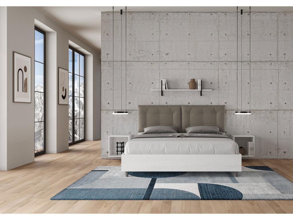 Domopure FWTM57003 160x200 Storage Bed with Cappuccino Faux Leather Cushions