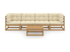 5-piece garden furniture set with cushions, solid pine wood, TVNU76989
