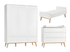 Complete bedroom set including convertible bed (70x140cm), changing table and 3-door wardrobe - Swing - White and wood RNZI15282