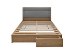 Domopure KIFF73341 140x190 cm Wooden Double Bed with Drawers and Fixed Slatted Base
